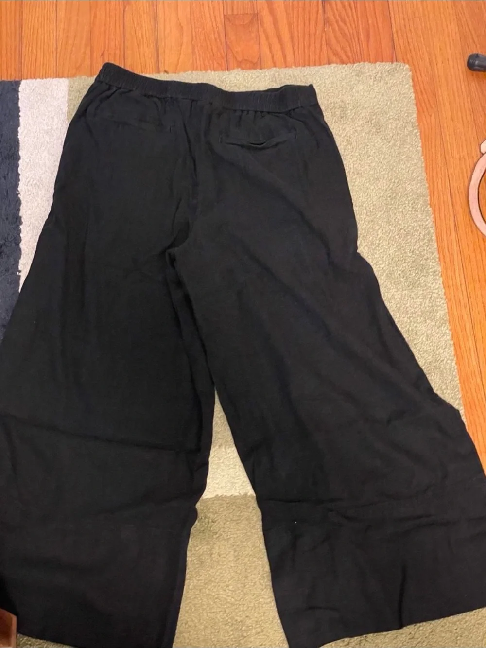 Banana Republic Black Wide-Leg Cropped Linen-Blend Pants